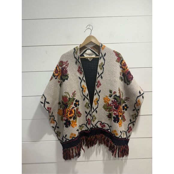 Anthropologie Angel of the North 100% Wool Poncho Wrap One Size - Picture 1 of 8
